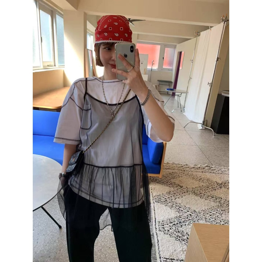 正韓🇰🇷輕盈透紗層次感背心洋裝-細節圖2