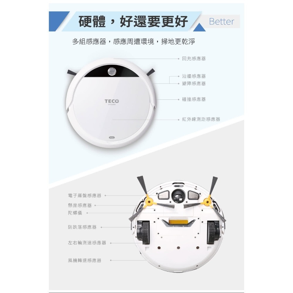 TECO東元 掃吸拖合一高效能智慧型掃地機器人 XYFXJ2461 父親節禮物 孝親 乾濕掃地機器人-細節圖6