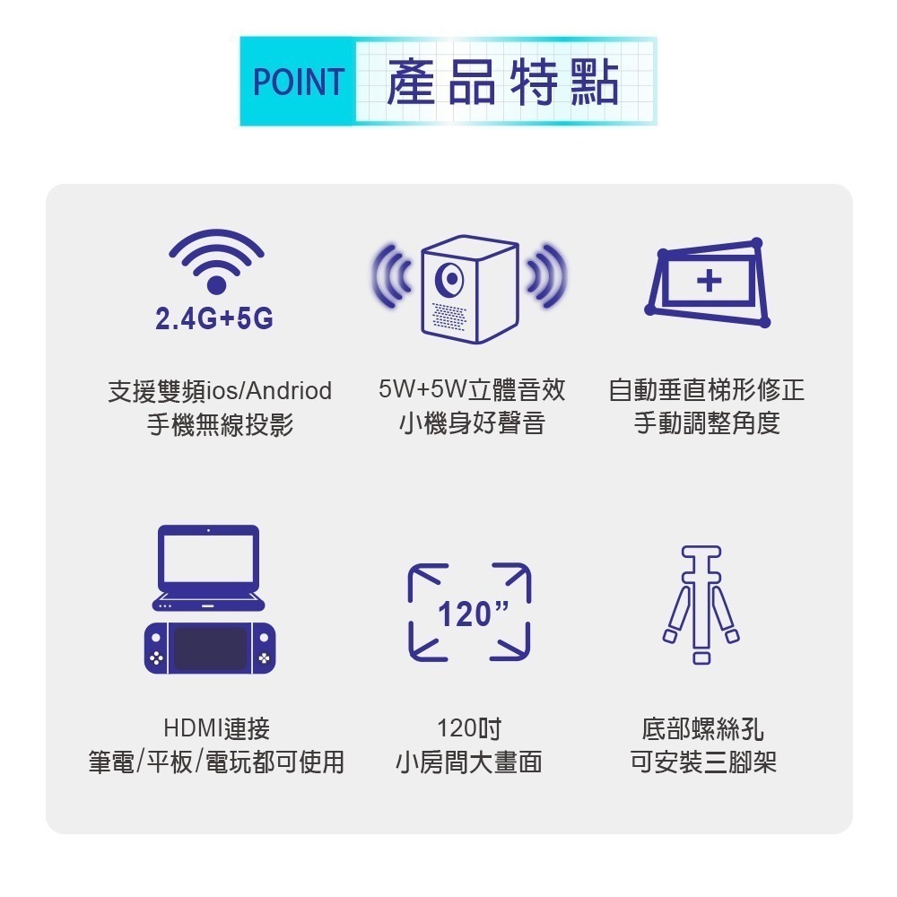 法國THOMSON 1080P WIFI 無線劇院投影機 TM-TMDP01-A (含腳架) 藍芽投影機 迷你投影機-細節圖5