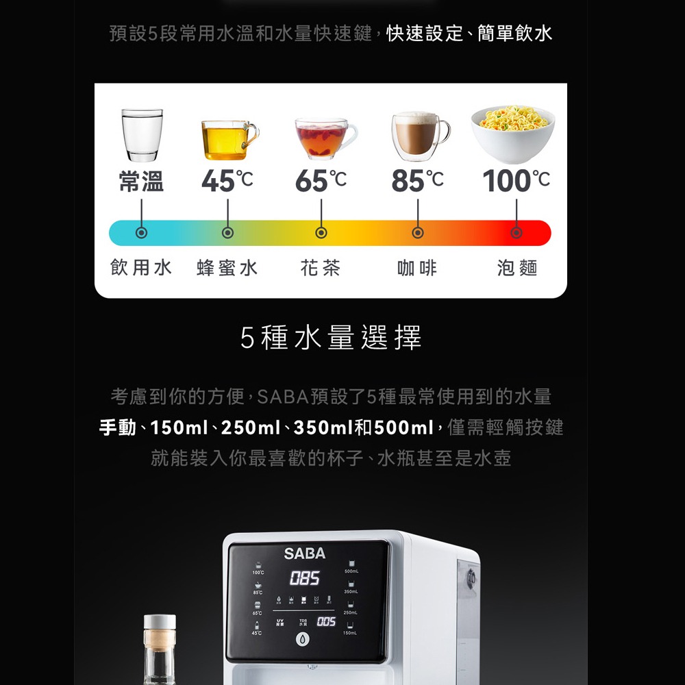 德國SABA 免安裝RO即熱式開飲機 SA-HQ02 桌上型 即熱飲水機 小飲水機 泡奶飲水機 溫熱飲水機-細節圖4