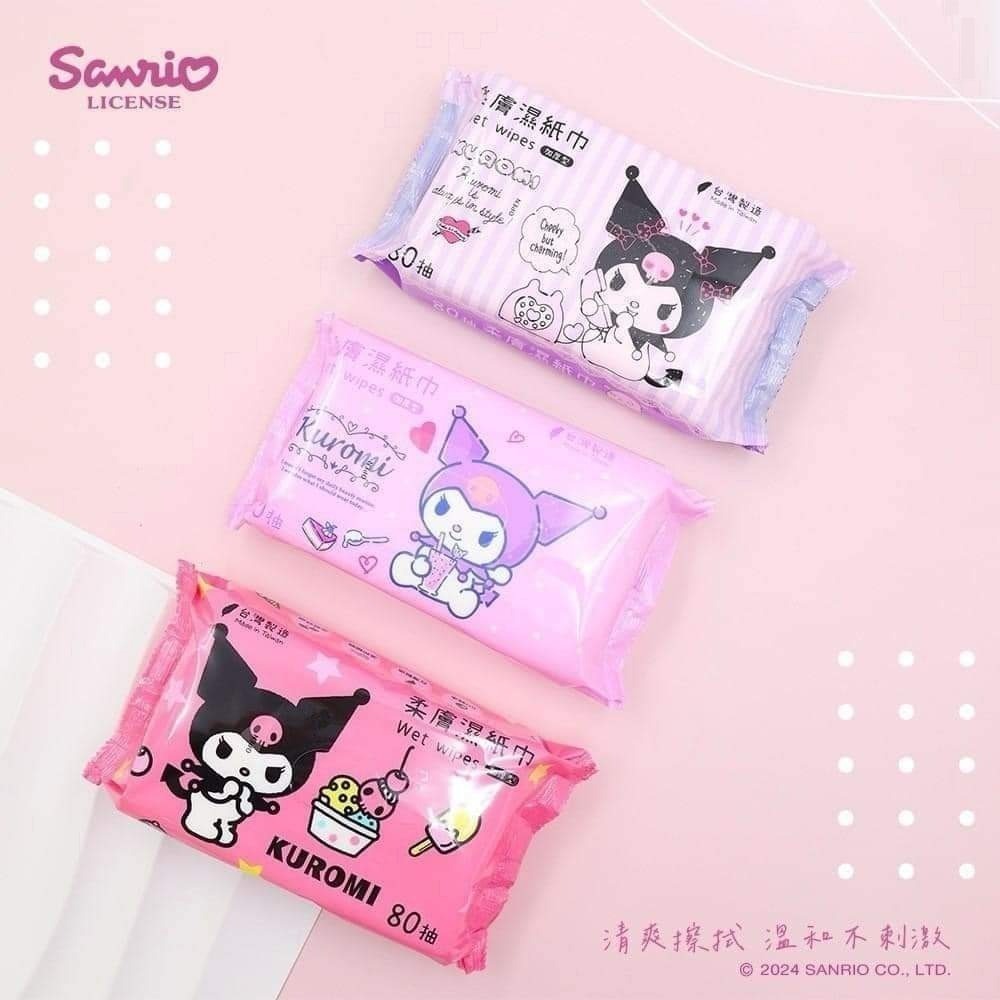 三麗鷗 酷洛米 Kuromi 純水柔膚濕紙巾 80抽(樣式隨機) 無添加-細節圖2