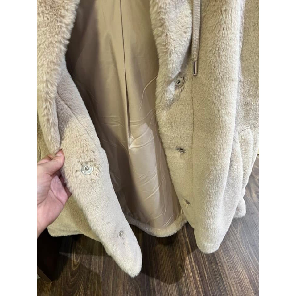 邱鈺婷NET奶茶色厚實絨毛連帽背心-細節圖3