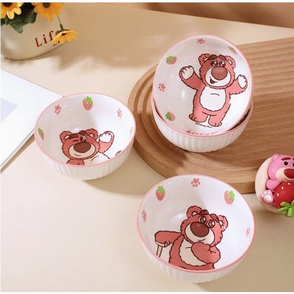 Disney草莓熊條紋飯碗4件套禮盒-細節圖3