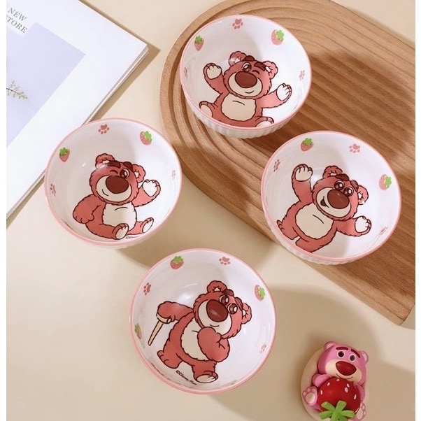 Disney草莓熊條紋飯碗4件套禮盒-細節圖4