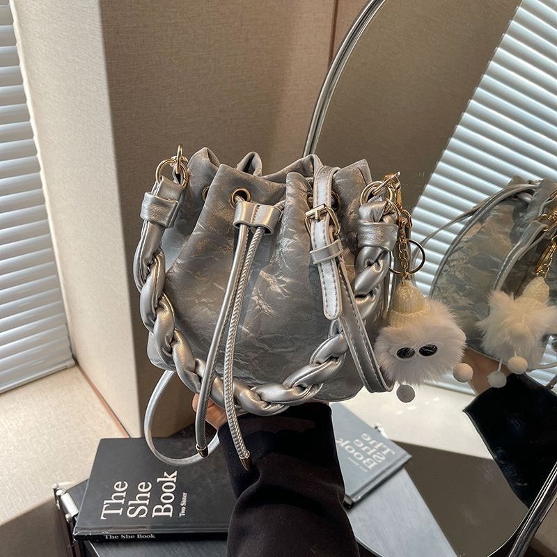 韓系高級感百搭水桶包時尚單肩斜挎包-規格圖9