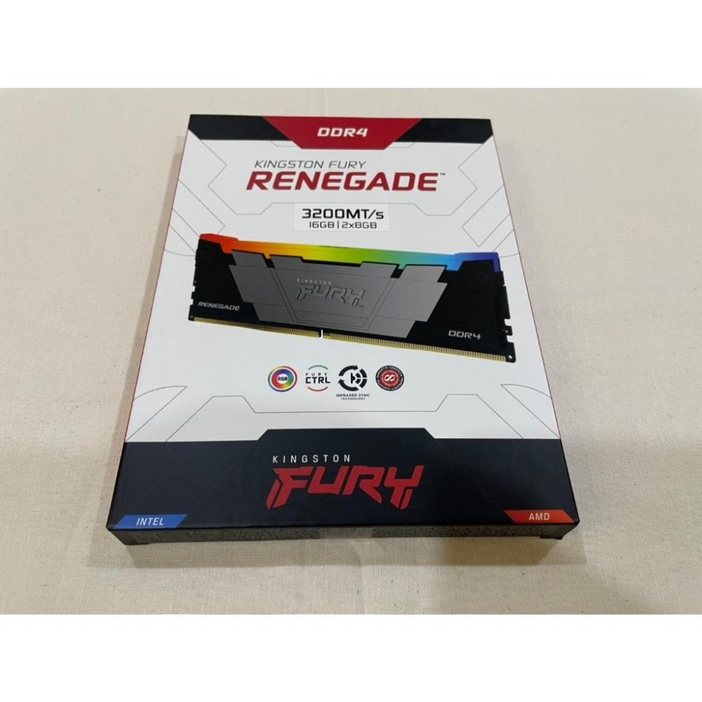 全新｜DDR4｜3200｜16G(8GX2)｜金士頓Kingston｜Fury Renegade｜黑色｜RGB｜CL16-細節圖2