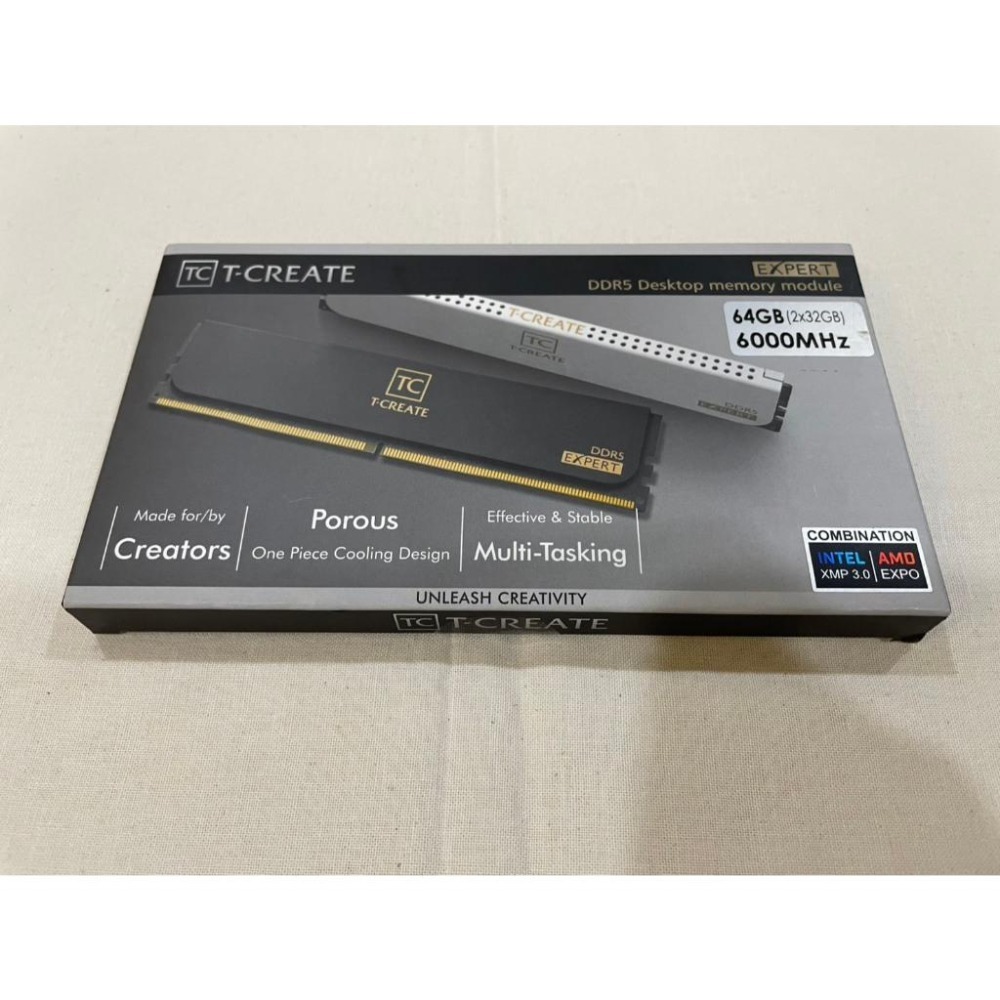 全新｜DDR5｜6000｜64G(32GX2)｜十銓TeamGroup｜T-Create｜黑色｜白色｜CL34｜AI-細節圖3