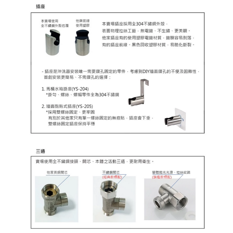 正304不鏽鋼精品 閥芯 浴室 廁所 沖洗器 噴槍 馬桶 免治 清洗器 衛浴 屁股 洗屁屁 不銹鋼 免痔 免鑽孔 掛勾-細節圖4