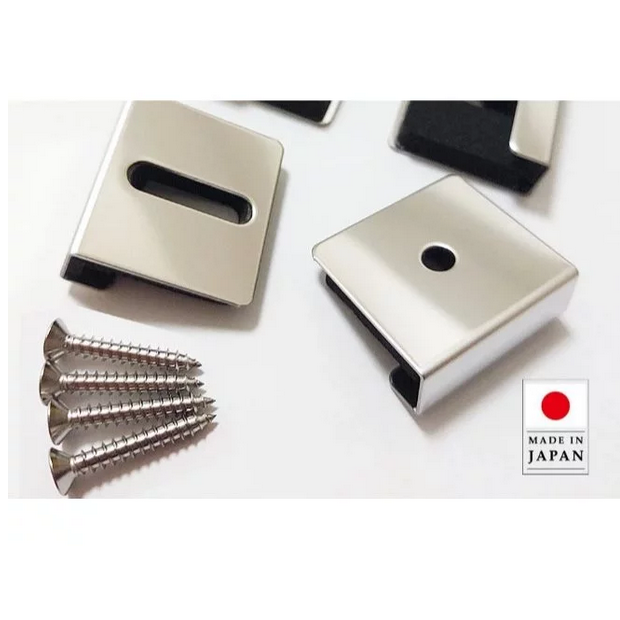 鏡夾 日本製 拋光亮面 304不鏽鋼 不銹鋼 玻璃鏡子架 固定 鏡扣 鏡托 3x3x1cm 適用5mm玻璃-細節圖2