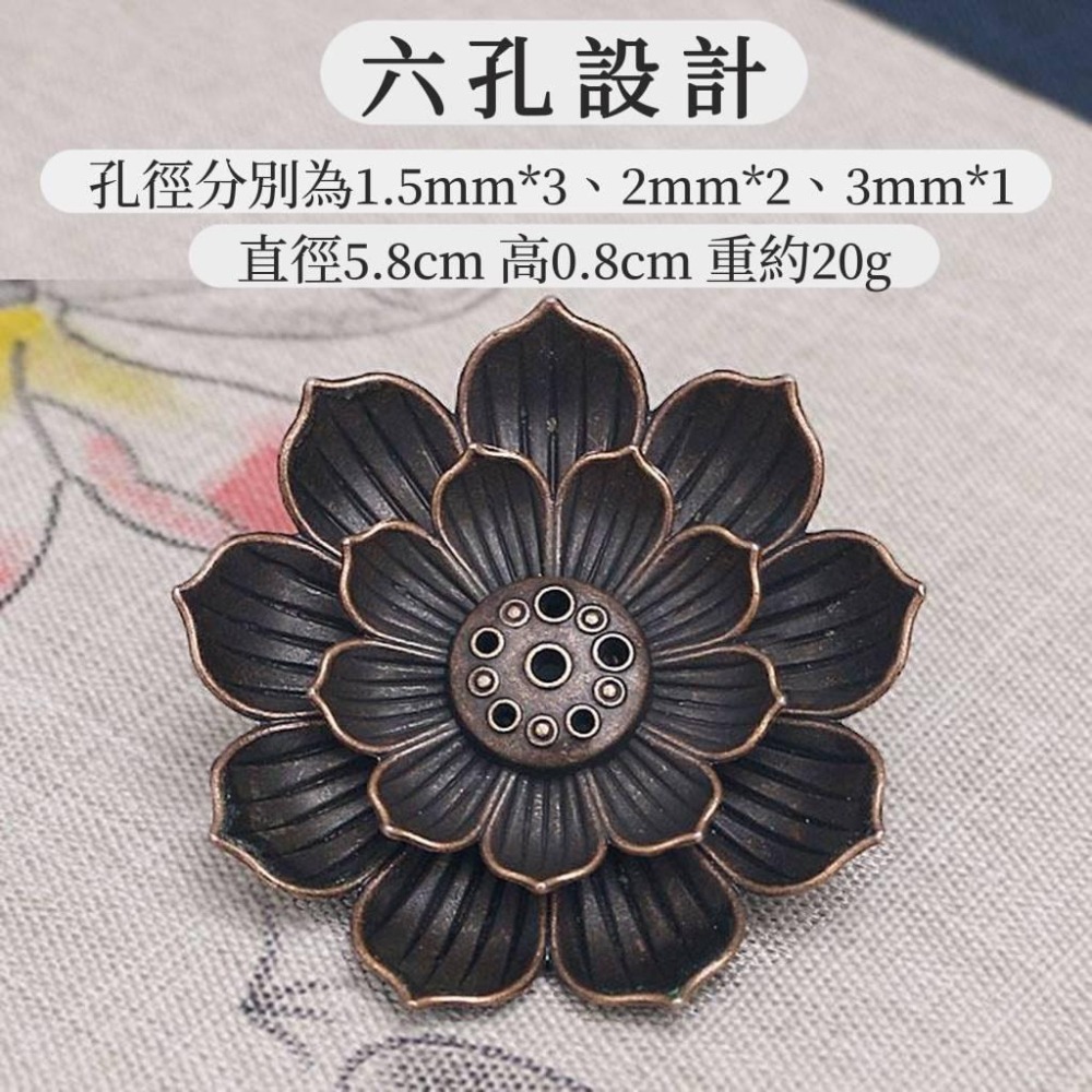 【NewAgeLife】  創意多孔蓮花座 仿古銅合金臥香爐 家用禪意熏香爐 薰香爐 香 臥香 禪 蓮花座-細節圖5