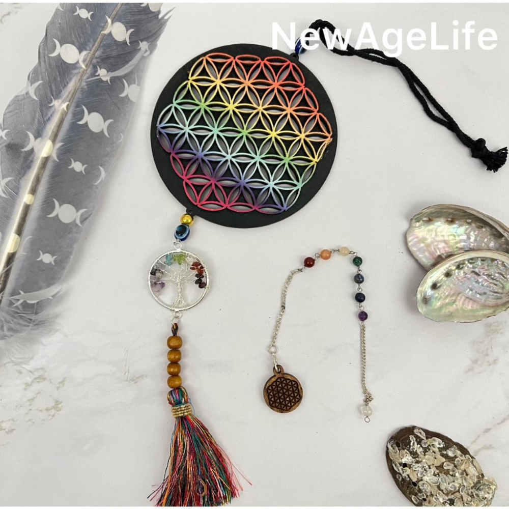 【NewAgeLife】 七脈輪 生命之花 靈擺 手鏈 占卜 銀飾 祭壇 送禮-細節圖4