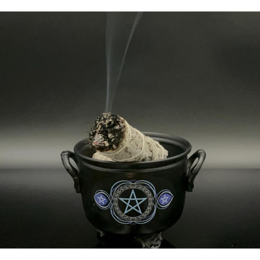 【NewAgeLife】 生命之花 生命之樹 天使女神 五角星 鐵製大鍋 白鼠尾草 碳餅 樹脂 香爐 鐵鍋 薰香爐-細節圖3