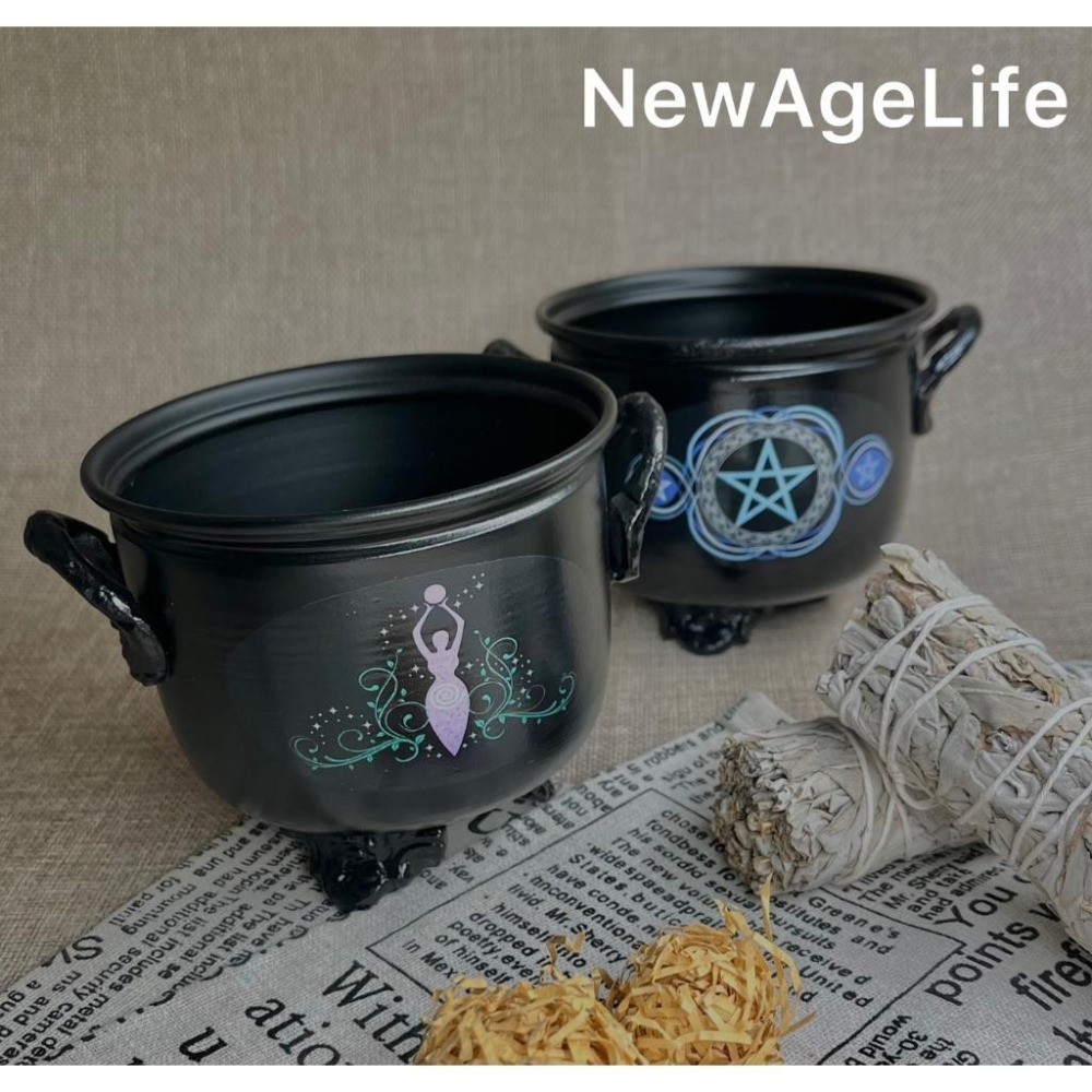 【NewAgeLife】 生命之花 生命之樹 天使女神 五角星 鐵製大鍋 白鼠尾草 碳餅 樹脂 香爐 鐵鍋 薰香爐-細節圖4