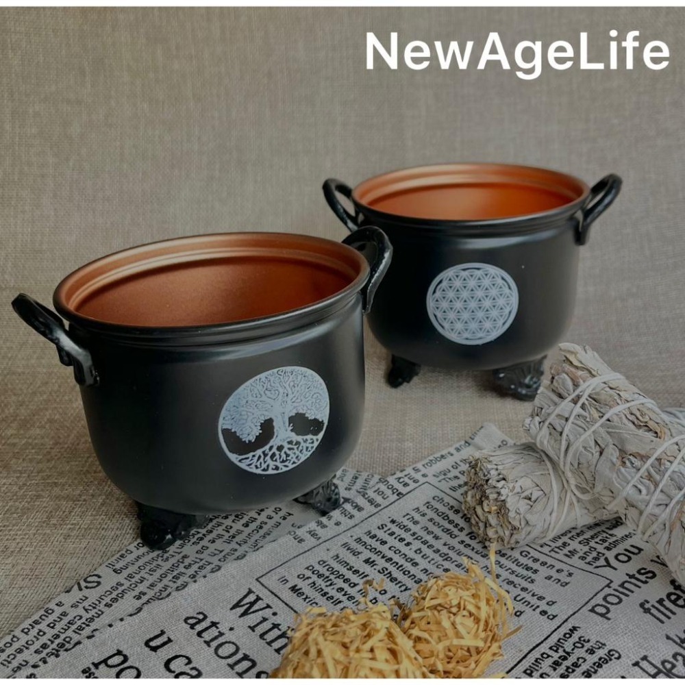 【NewAgeLife】 生命之花 生命之樹 天使女神 五角星 鐵製大鍋 白鼠尾草 碳餅 樹脂 香爐 鐵鍋 薰香爐-細節圖5