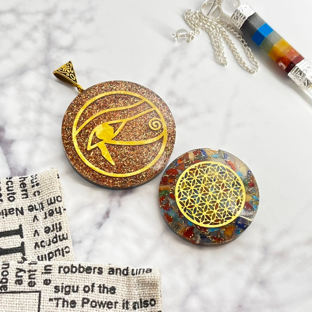 【NewAgeLife】 生命之花 荷魯斯之眼 大天使麥達昶 七脈輪 奧剛水晶 能量盤 擺件 手工製品 水晶 奧剛 淨化-細節圖5