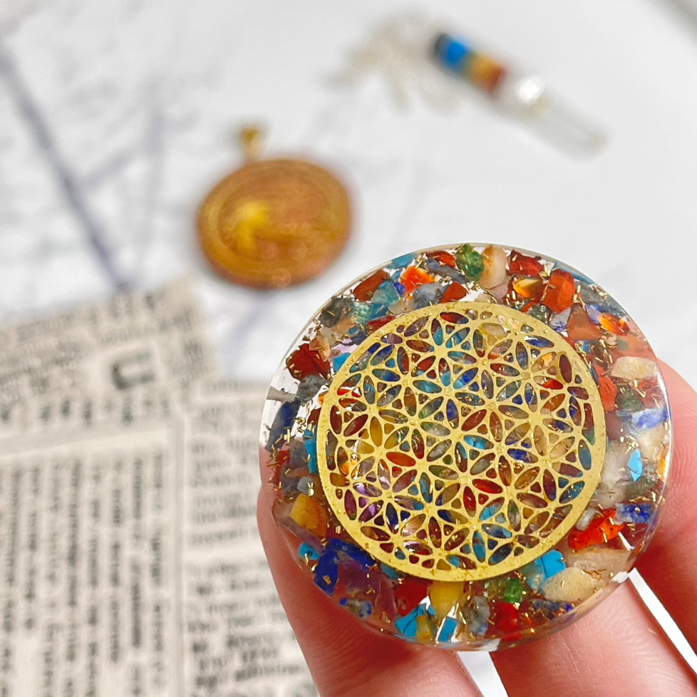 【NewAgeLife】 生命之花 荷魯斯之眼 大天使麥達昶 七脈輪 奧剛水晶 能量盤 擺件 手工製品 水晶 奧剛 淨化-細節圖6