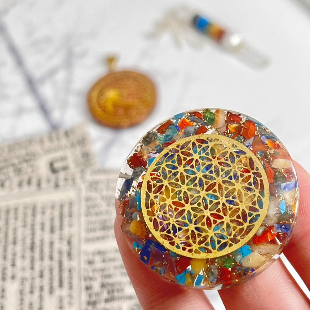 【NewAgeLife】 生命之花 荷魯斯之眼 大天使麥達昶 七脈輪 奧剛水晶 能量盤 擺件 手工製品 水晶 奧剛 淨化-規格圖8