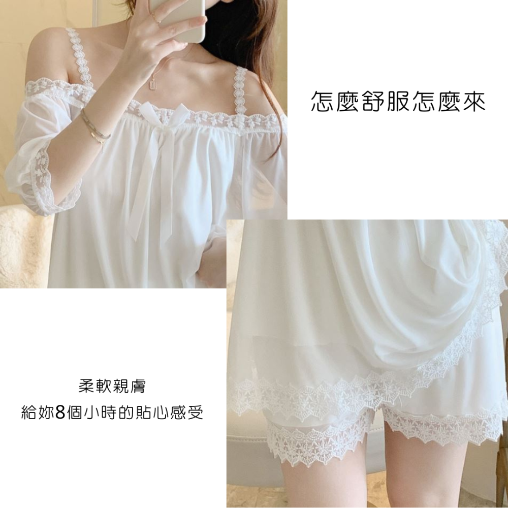 💛睡衣套裝 居家服 蕾絲網紗 短袖 薄款 兩件套 性感蕾絲💛【Zoe Shop 柔依衣坊】C22-501-29-細節圖4