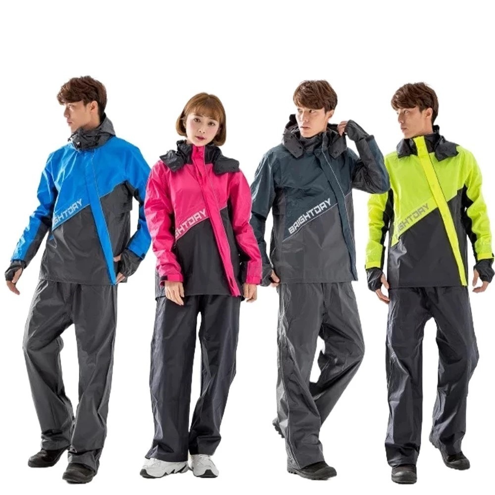 X武士斜開兩件式風雨衣 藍/桃/墨綠/螢光黃-細節圖2