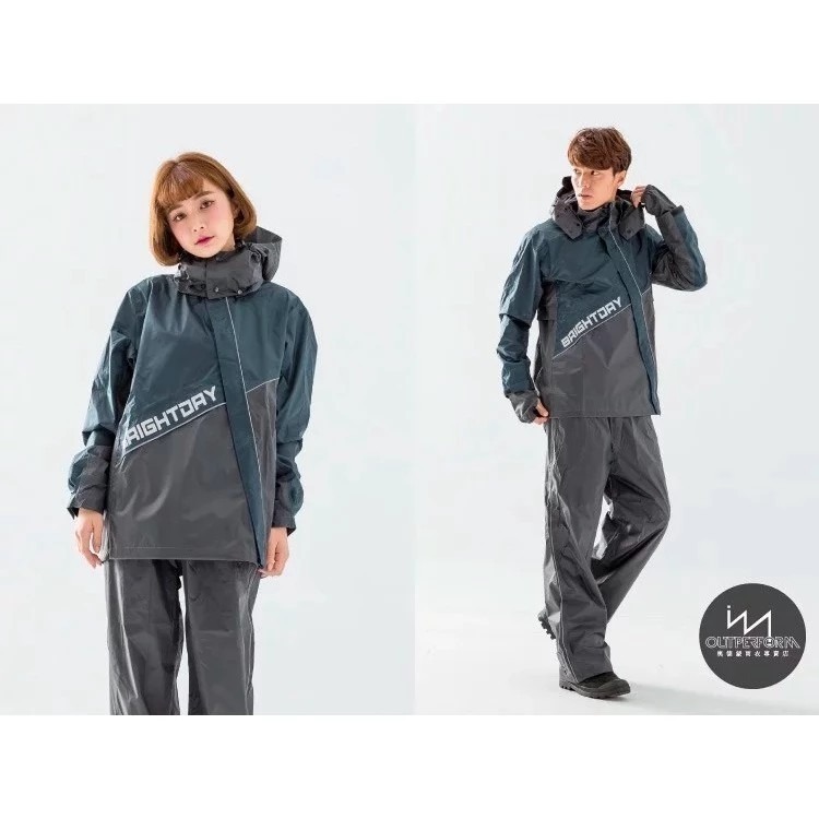 X武士斜開兩件式風雨衣 藍/桃/墨綠/螢光黃-細節圖7