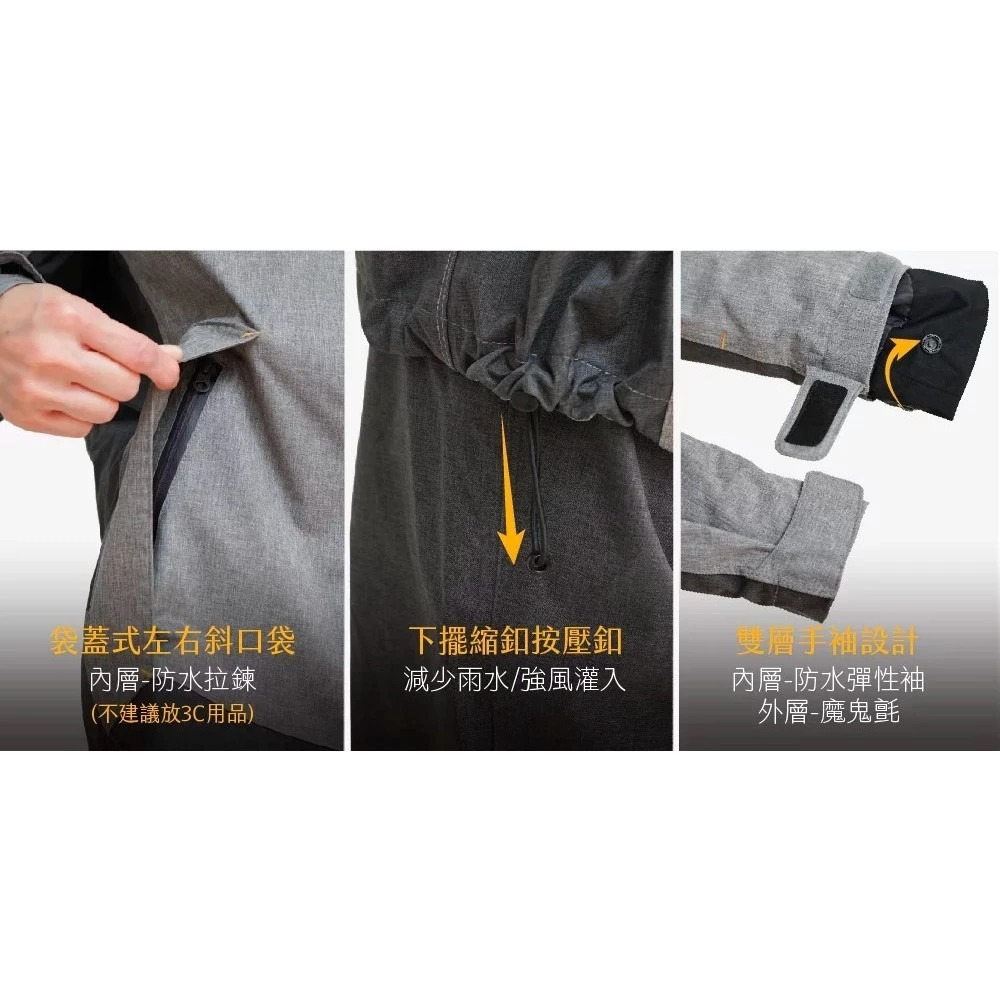 透氣兩件式雨衣 淺灰/鐵灰/橄欖綠/紅 Aero9-Pro-細節圖7
