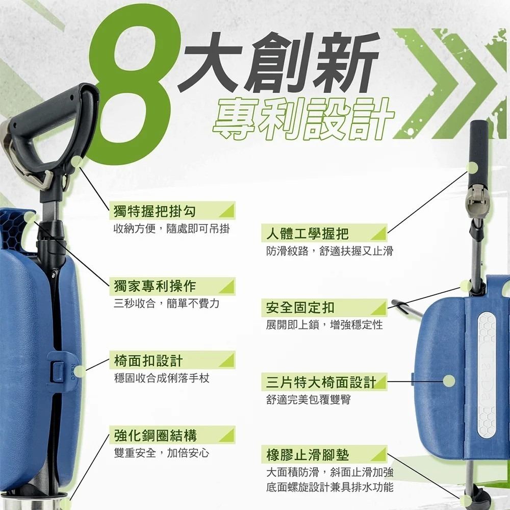 泰達手杖隨身椅 PRO 黑色/紅色/綠色/藍色-細節圖5