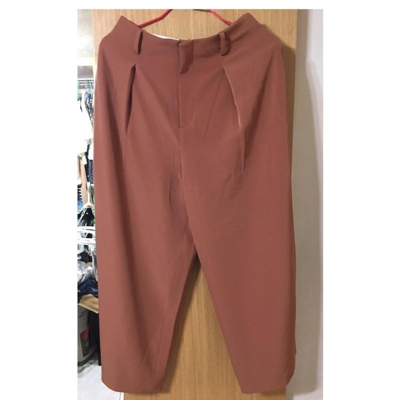 UNIQLO 九分寬版休閒褲 玫瑰粉色 M號-細節圖3