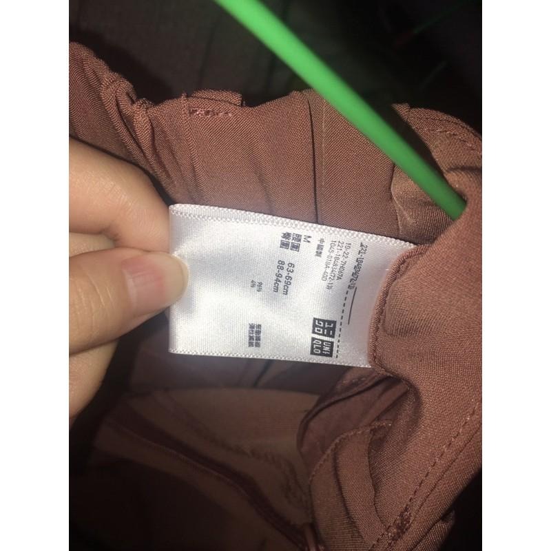 UNIQLO 九分寬版休閒褲 玫瑰粉色 M號-細節圖4