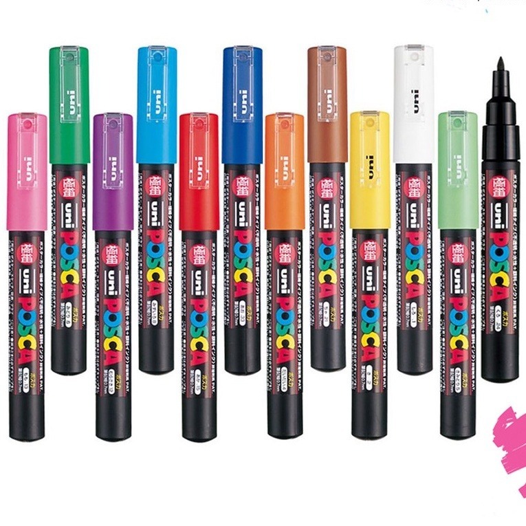 現貨+開發票🎏日本 POSCA 極細 廣告筆 塗鴉筆 高光筆 丙烯 麥克筆 水性麥克筆 PC-1M UNI-細節圖8