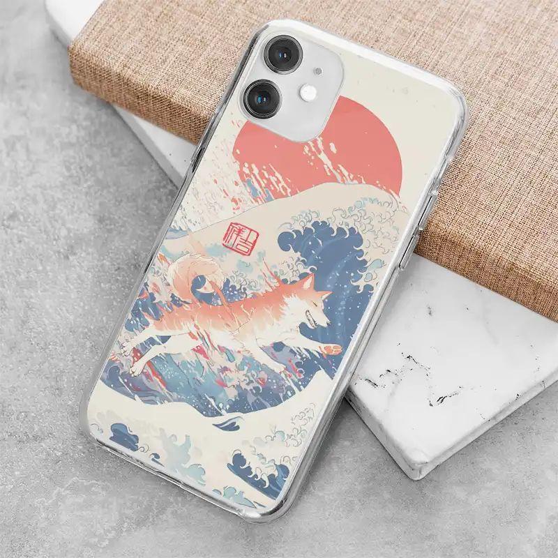 現貨 創意PP熊 iphone14 pro 浮世繪衝浪柴犬空壓殼手機殼 防摔殼-細節圖2