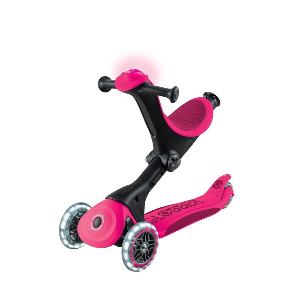 GLOBBER GO•UP 5合1酷炫版多功能滑板車(白光發光前輪)-浪漫流星桃-細節圖3