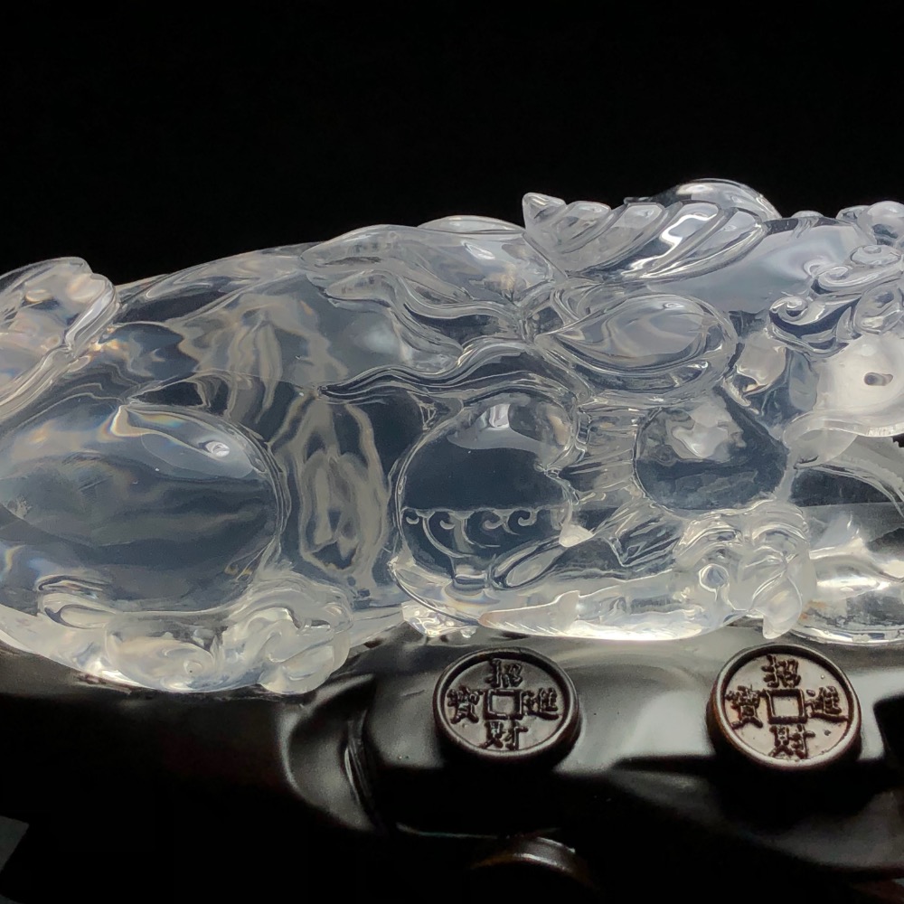 【磊晶城水晶館】嚴選天然 頂級 近全美 白水晶貔貅擺件 白水晶貔貅雕件 白水晶貔貅 貔貅擺件-細節圖2