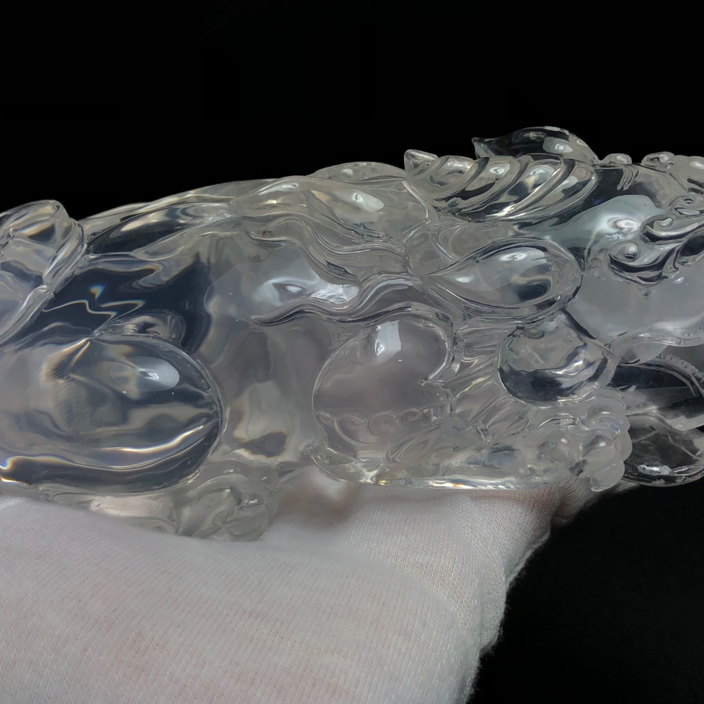 【磊晶城水晶館】嚴選天然 頂級 近全美 白水晶貔貅擺件 白水晶貔貅雕件 白水晶貔貅 貔貅擺件-細節圖3