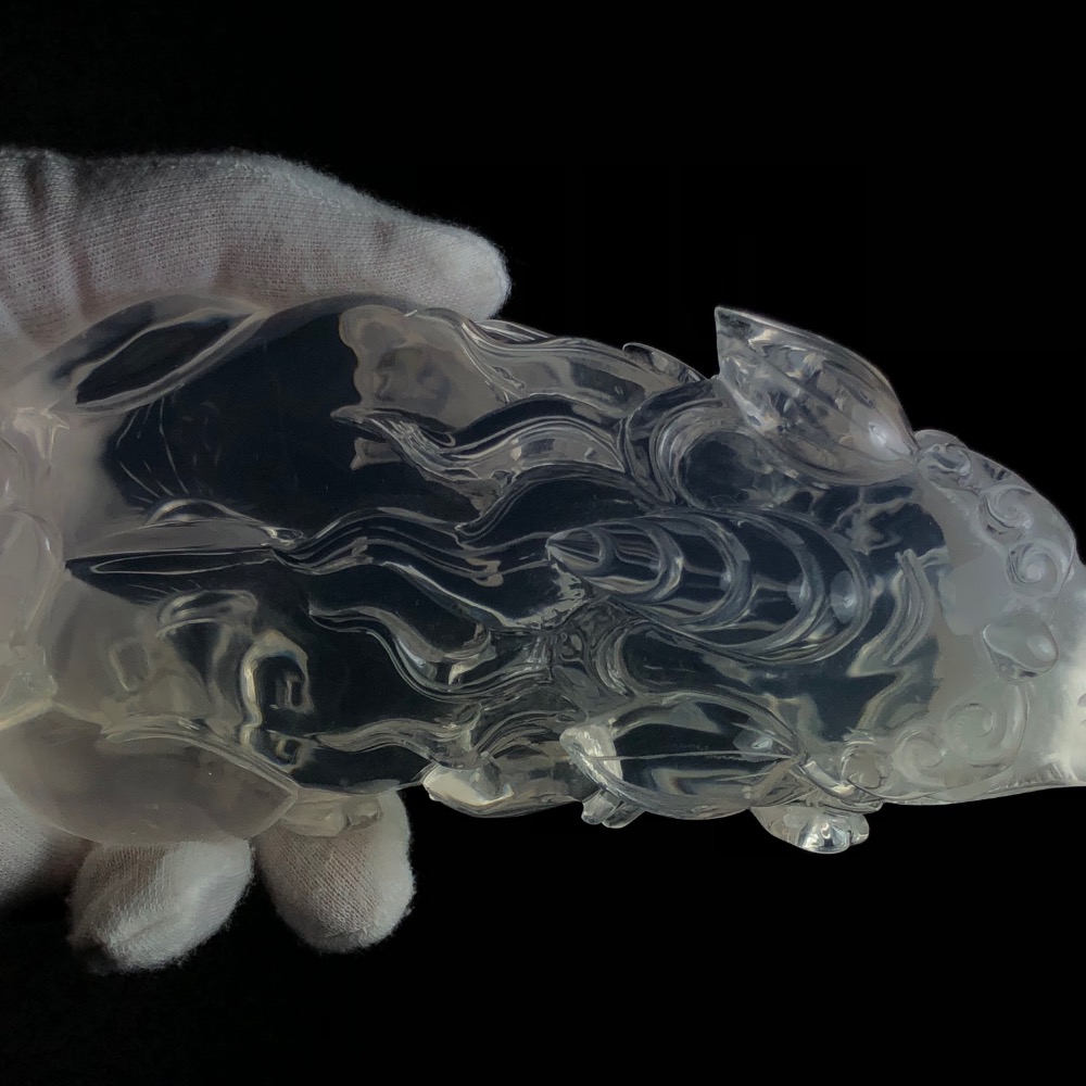 【磊晶城水晶館】嚴選天然 頂級 近全美 白水晶貔貅擺件 白水晶貔貅雕件 白水晶貔貅 貔貅擺件-細節圖5