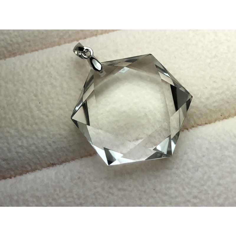 嚴選天然近全美白水晶大衛星墜子 白水晶大衛星-細節圖2