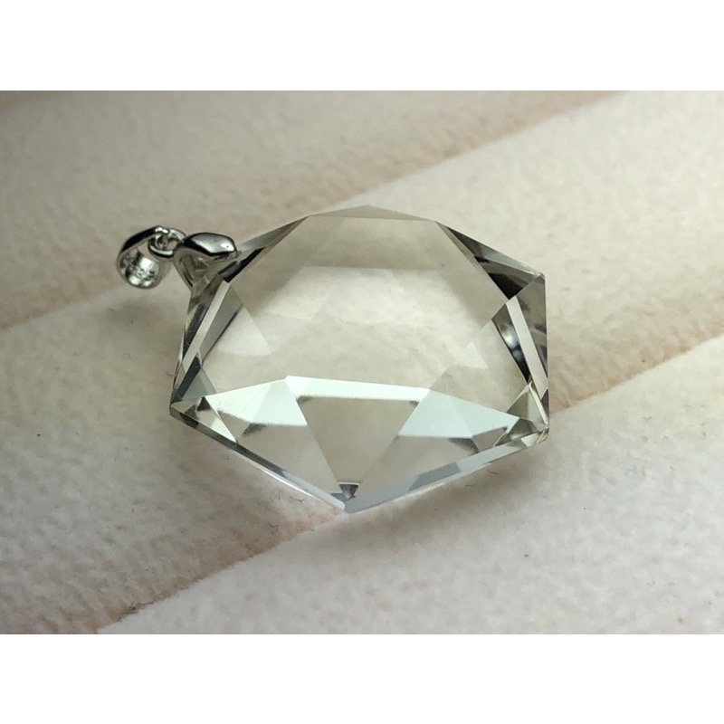 嚴選天然近全美白水晶大衛星墜子 白水晶大衛星-細節圖3