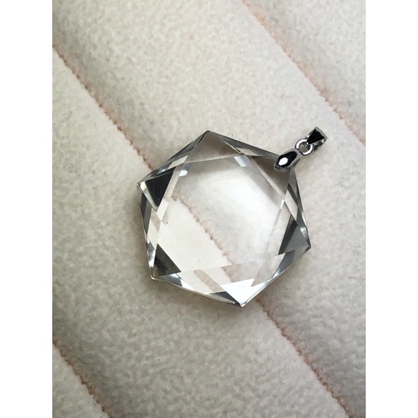 嚴選天然近全美白水晶大衛星墜子 白水晶大衛星-細節圖8