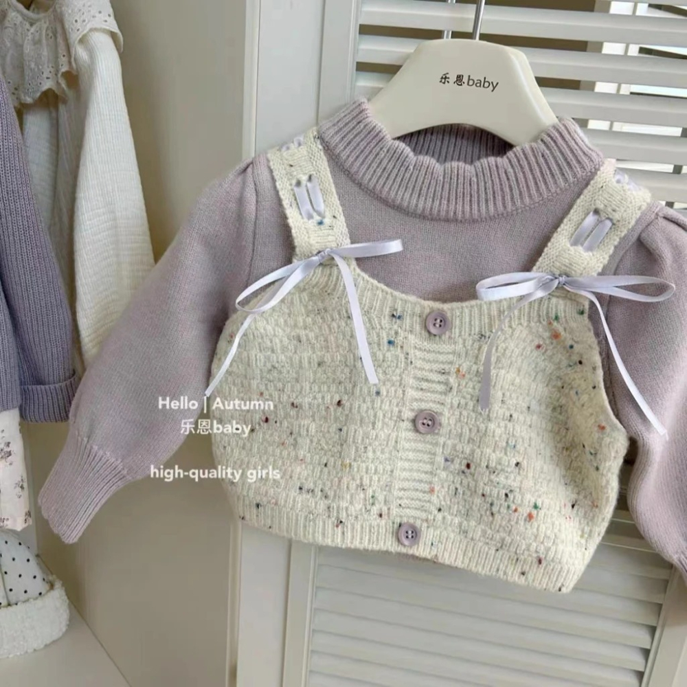 蝴蝶假兩件毛衣套裝-細節圖2