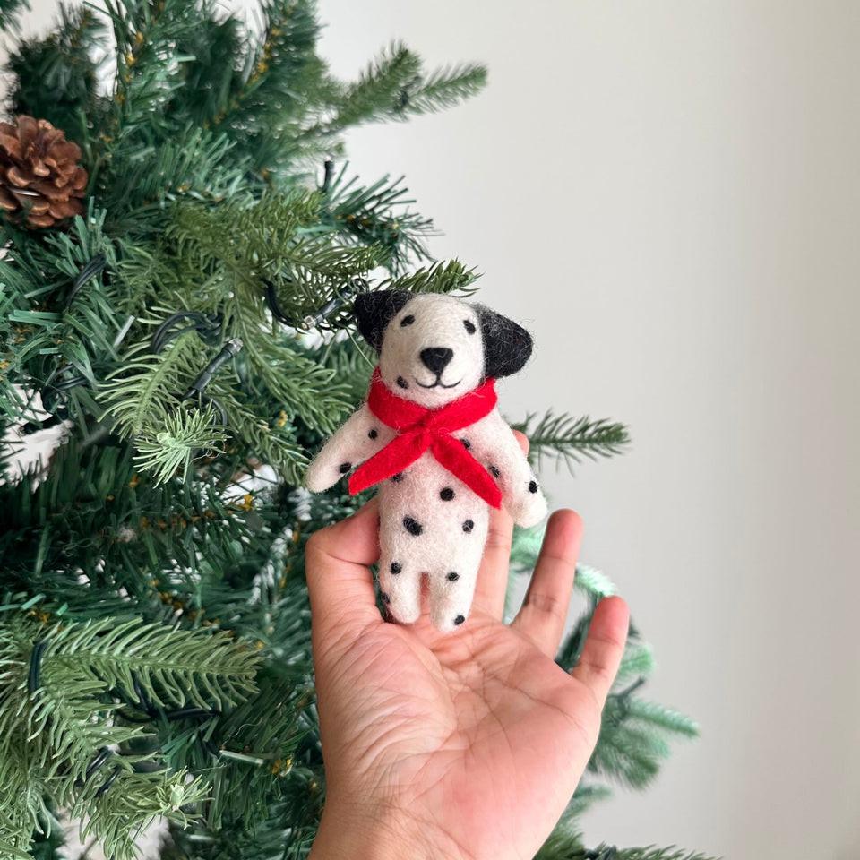 【安選物】大麥町手指偶 手作大麥町指偶 麥町犬手指偶 麥町犬戴圍巾 101忠狗 公平貿易手指偶 講故事道具 羊毛氈指偶-細節圖2