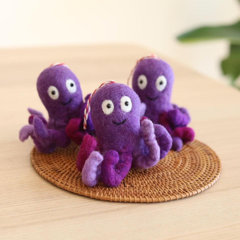 聖誕樹吊飾 章魚 海洋生物 聖誕裝飾 羊毛氈聖誕掛飾 聖誕佈置-細節圖4