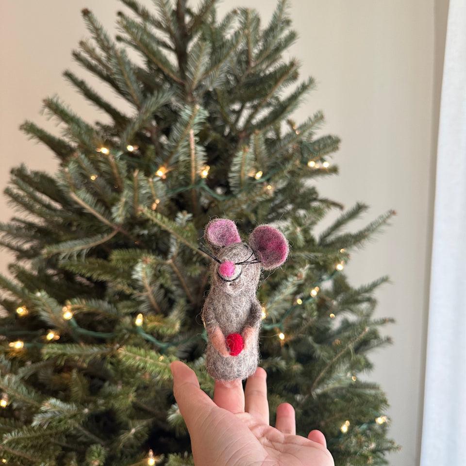 小老鼠手指偶 紅鼻小老鼠 講故事道具 羊毛氈指偶-細節圖3