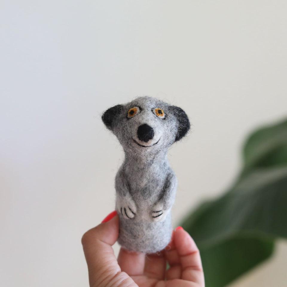 狐獴手指偶 灰色狐獴 丁滿 講故事道具 羊毛氈指偶-細節圖4
