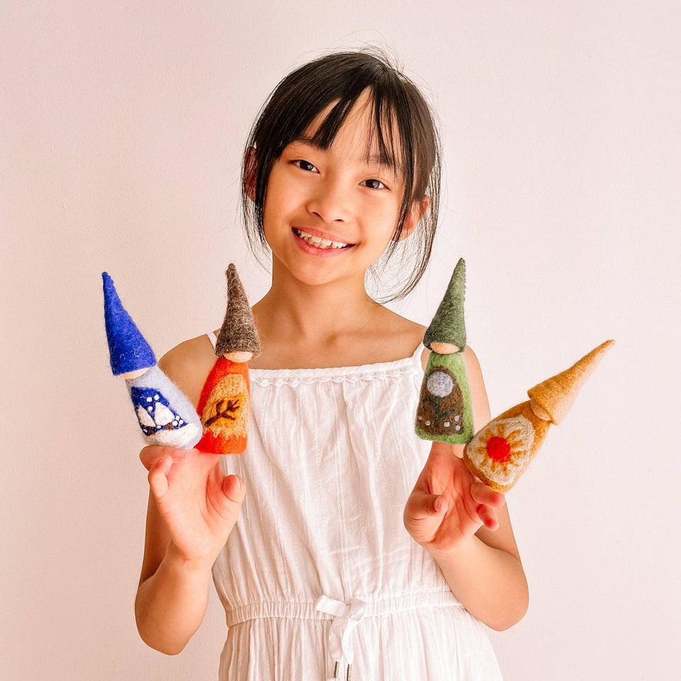 小矮人手指偶 4 入套裝組 春夏秋冬小矮人 講故事道具 羊毛氈指偶-細節圖3