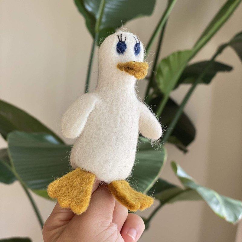 白鵝手指偶 小白鵝 鳥 講故事道具 羊毛氈指偶 講故事玩偶 手指玩偶-細節圖2