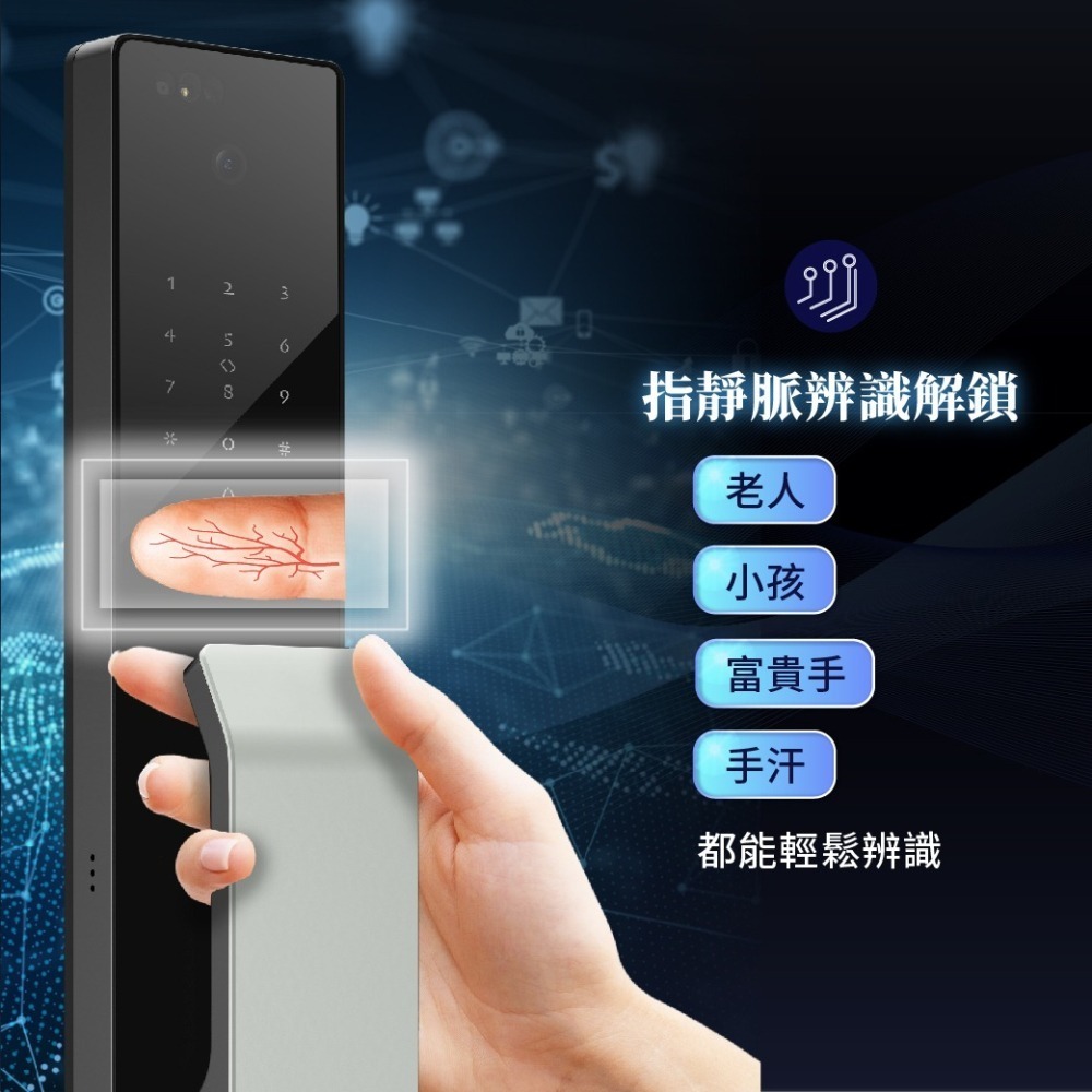 moorgen T9+人臉貓眼指靜脈八合一電子鎖-細節圖3