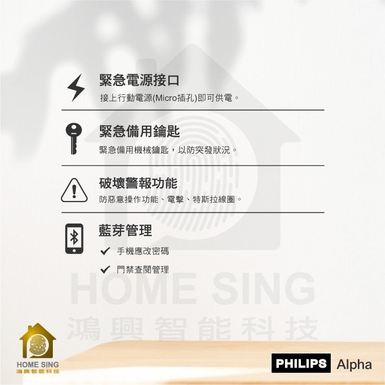 PHILIPS Alpha 經典款五合一藍芽電子鎖-細節圖3