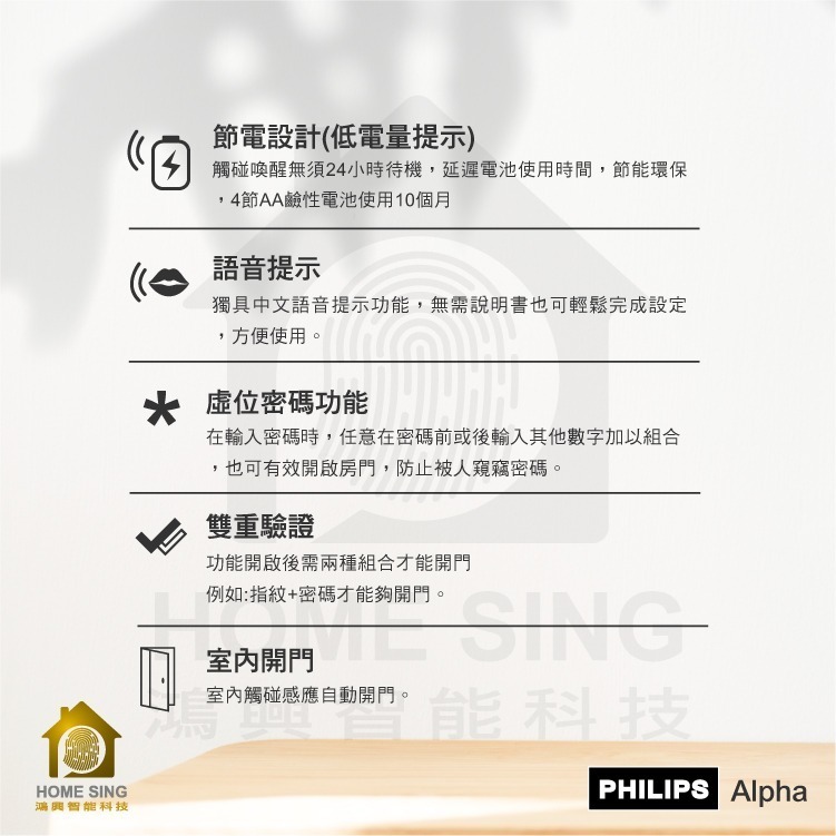 PHILIPS Alpha 經典款五合一藍芽電子鎖-細節圖4