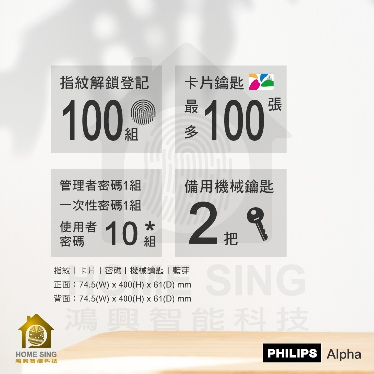 PHILIPS Alpha 經典款五合一藍芽電子鎖-細節圖5