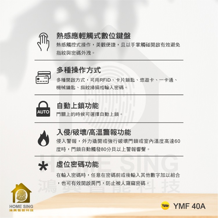 Yale YMF 40A 三合一電子鎖-細節圖4