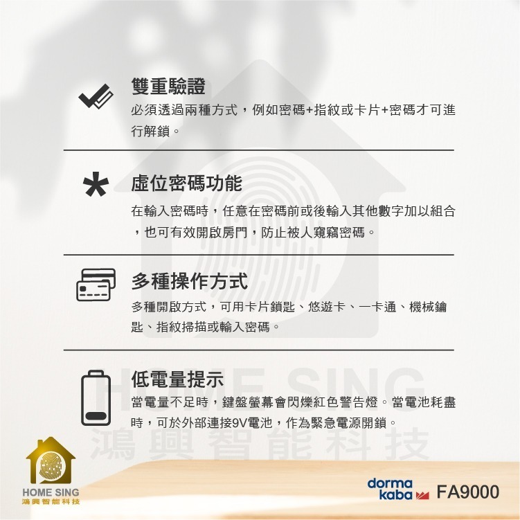 dormakaba FA9000 人臉辨識五合一電子鎖-細節圖4